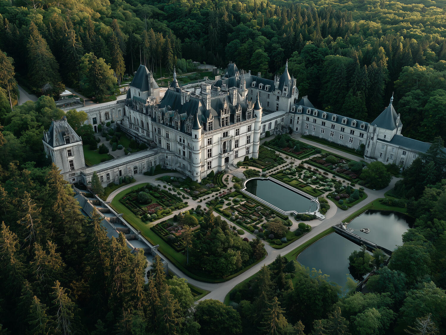 Château de Villars, aerial view. Source: Midjourney